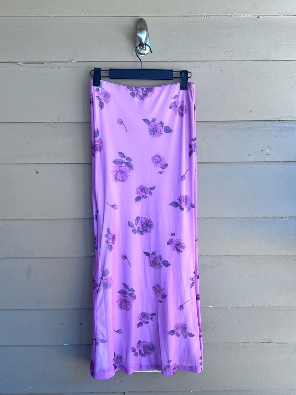 Princess Polly Floral Maxi Skirt Size 0 Pink Purple Rose Mesh Column Long Skirt